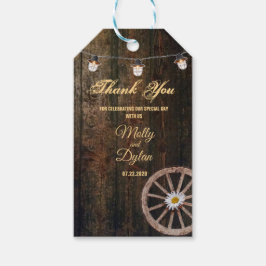 Country Boots Hat & Barnwood Wedding Geschenkanhänger