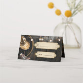 Country Boots Hat & Stallholz geklappte Platzkarte (Vorderseite)