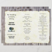 Country Boots Rustikales dreifaches Hochzeitsprogr (Vorne/Hinten)