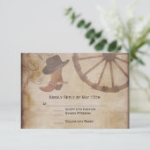 Country Boots Wagon Wheding RSVP Cards (Stehend Vorderseite)