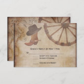 Country Boots Wagon Wheding RSVP Cards (Vorne/Hinten)
