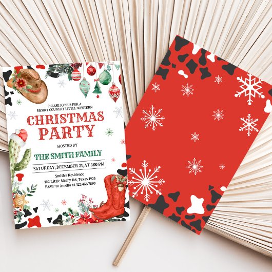 Country Boots Western Weihnachts-Party Einladung