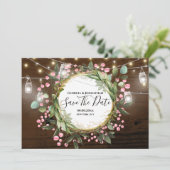 Country botanische Blume Saitenleuchten braunes Ho Save The Date (Stehend Vorderseite)