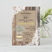 Country Bouquet Wood Lace Rustikale Geburtstag Einladung (Stehend Vorderseite)