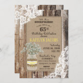 Country Bouquet Wood Lace Rustikale Geburtstag Einladung (Vorne/Hinten)