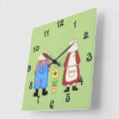 Country Boy and Girl Square Wall Uhr (Winkel)