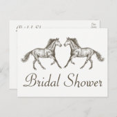 Country Brautparty Horse Brown Hochzeit rustikal Einladungspostkarte (Vorne/Hinten)