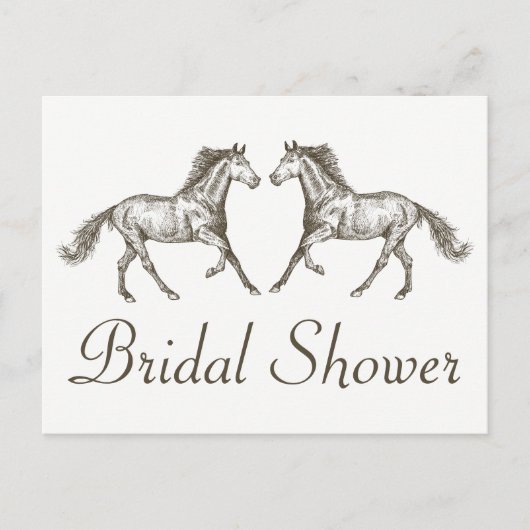 Country Brautparty Horse Brown Hochzeit rustikal Einladungspostkarte (Vorderseite)