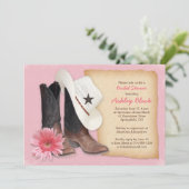 Country Bridal Dusche Einladung | Cowboy Cowgirl (Stehend Vorderseite)