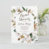 Country Bridal Dusche Einladung mit Magnolia (Stehend Vorderseite)