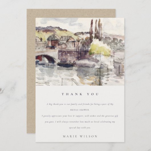 Country Bridge Riverside Brautparty Dankeskarte (Vorne/Hinten)