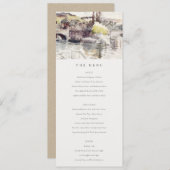 Country Bridge Riverside Watercolor Hochzeitsmenü Einladung (Vorne/Hinten)