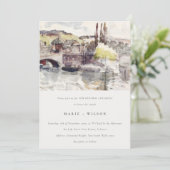 Country Bridge Riverside Watercolor Vow Erneuerung Einladung (Stehend Vorderseite)