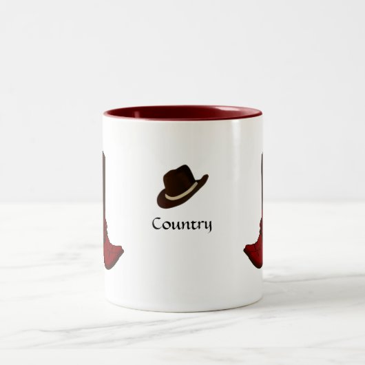 Country Brown Hat & Boots Zweifarbige Tasse (Mittel)