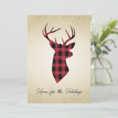 Country Buffalo Karierte Hirsche Silhouette Feiertagskarte (Stehend Vorderseite)