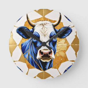 Country Bull Artwork Runde Wanduhr