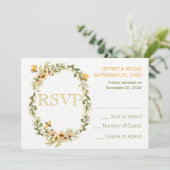 Country Bumble Bee Floral Wedding RSVP Einladung (Stehend Vorderseite)