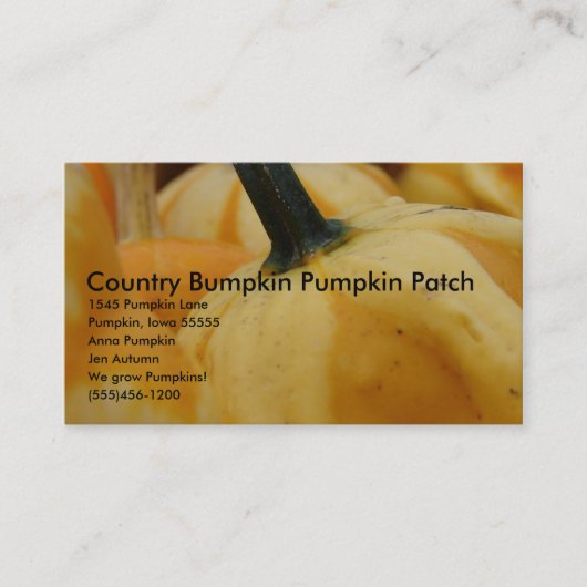 Country Bumpkin Pumpkin Patch, 15... Visitenkarte (Vorderseite)