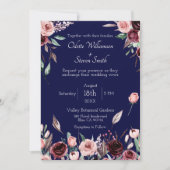 Country Burgundy Blush and Navy Romantic Wedding Einladung (Vorderseite)
