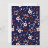 Country Burgundy Blush and Navy Romantic Wedding Einladung (Rückseite)