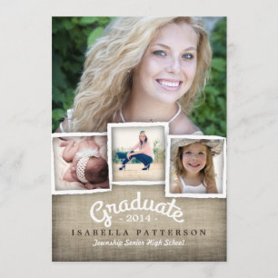 Country Burlap Abschluss 2014 Einladung