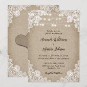 Country Burlap Blumenstrauß Hochzeit Einladung (Vorne/Hinten)