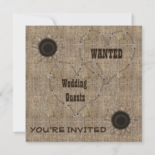 Country Burlap Hochzeitseinladungen Einladung (Vorderseite)