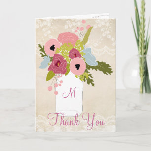 Country Burlap Lace Mason Jar Wedding Vielen Dank Dankeskarte