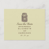 Country Burlap Mason Jar Wedding Ankündigungspostkarte (Vorderseite)