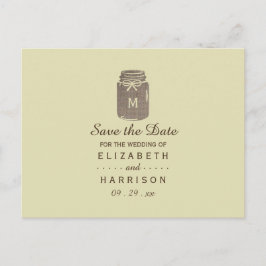 Country Burlap Mason Jar Wedding Ankündigungspostkarte