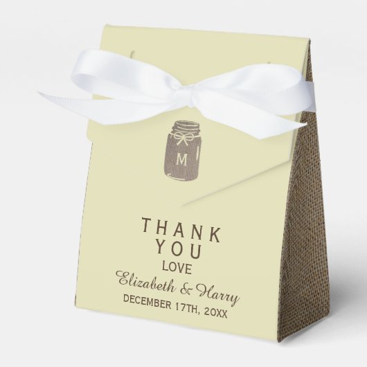 Country Burlap Mason Jar Wedding Geschenkschachtel (Vorderseite)