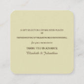 Country Burlap Mason Jar Wedding Gift Registry Begleitkarte (Rückseite)