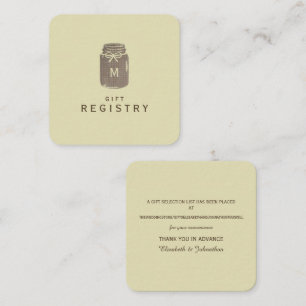 Country Burlap Mason Jar Wedding Gift Registry Begleitkarte