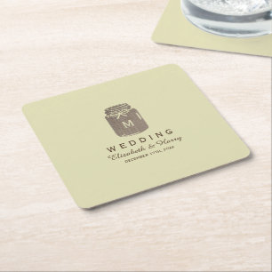 Country Burlap Mason Jar Wedding Rechteckiger Pappuntersetzer