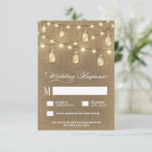 Country Burlap Mason Jar Wedding RSVP Cards Karte (Stehend Vorderseite)