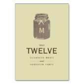 Country Burlap Mason Jar Wedding Tischnummer (Vorderseite)