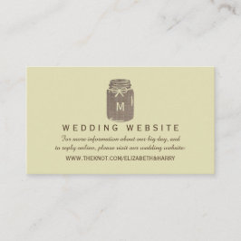 Country Burlap Mason Jar Wedding Website Begleitkarte