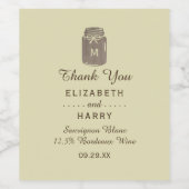 Country Burlap Mason Jar Wedding Weinetikett (Einzelnes Label)