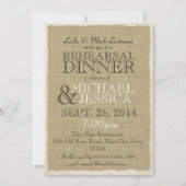 Country Burlap Probe Dinner Einladung (Vorderseite)