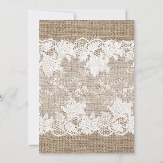 Country burlap rosa Toronleuchten und Spitzenhochz Einladung (Rückseite)