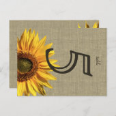 Country Burlap Sonnenblume Hochzeitskarte Postkarte (Vorne/Hinten)