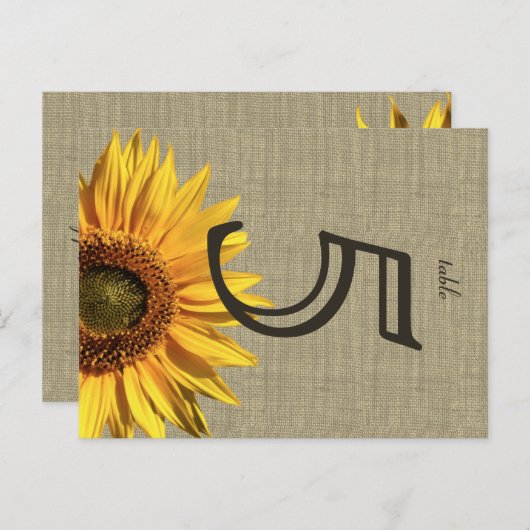 Country Burlap Sonnenblume Hochzeitskarte Postkarte (Vorne/Hinten)