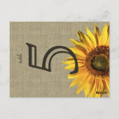 Country Burlap Sonnenblume Hochzeitskarte Postkarte (Rückseite)