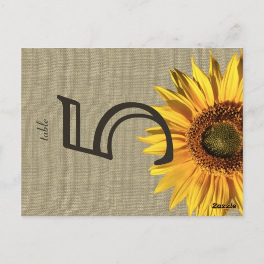 Country Burlap Sonnenblume Hochzeitskarte Postkarte (Rückseite)