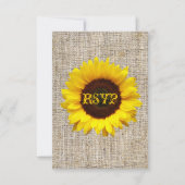 Country Burlap Sunflower Wedding RSVP Reaktion (Vorderseite)