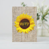 Country Burlap Sunflower Wedding RSVP Reaktion (Stehend Vorderseite)