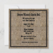 Country Burlap Western Hochzeitseinladung Einladung (Rückseite)