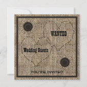 Country Burlap Western Hochzeitseinladungen Einladung (Vorderseite)
