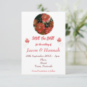 Country Butterfly Floral Foto Koralle Save the Dat Date (Stehend Vorderseite)