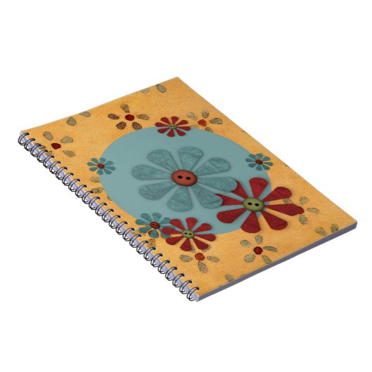 Country Button Flower Notebook Notizblock (Rechte Seite)